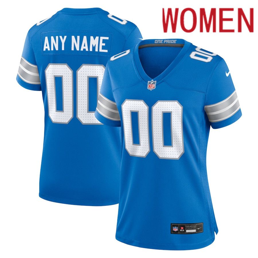 Women Detroit Lions Nike Blue Custom Game NFL Jersey
